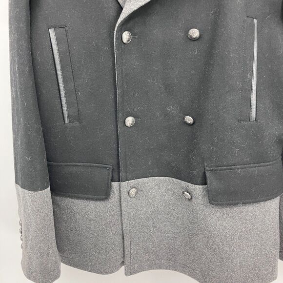 Calvin Klein Mens Colorblock Gray Black Wool Blend Double Breasted Peacoat XXL - Picture 3 of 12